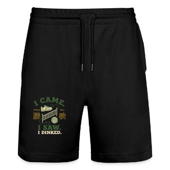 Pickleball Funny Player Came Saw I Dinked Love - Stanley/Stella Trainer Unisex Organic Jogging Shorts - black - Front - Nik (191cm) & Marisol (170cm)
