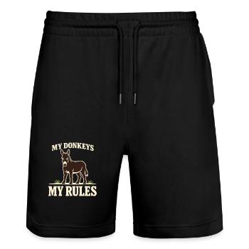 Esel-liebhaber Esel Lustiger Esel Bauernhoftier - Stanley/Stella Unisex Bio Joggingshorts Trainer  - Schwarz - Vorne - Nik (191cm) & Marisol (170cm)