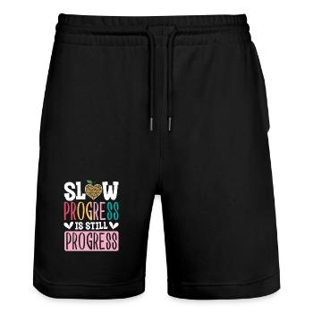 Gifts for ESE Teachers - Stanley/Stella Trainer Unisex Organic Jogging Shorts - black - Front - Nik (191cm) & Marisol (170cm)