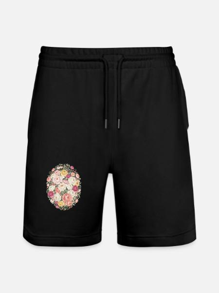 Pastel Blossom Oval Rose Bouquet - Stanley/Stella Trainer Unisex Organic Jogging Shorts - black