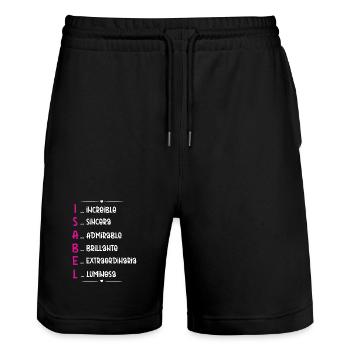 Isabel Name Personalized Gift - Stanley/Stella Trainer Unisex Organic Jogging Shorts - black - Front - Nik (191cm) & Marisol (170cm)