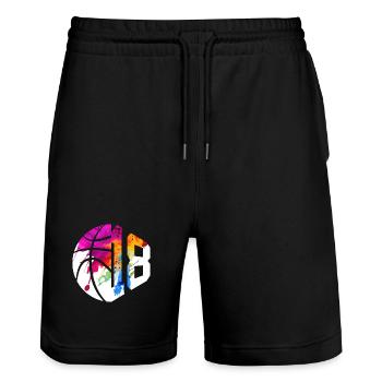 NON. 18 NUMÉRO 18 BASKET 18E ANNIVERSAIRE - Short de jogging bio TRAINER Stanley/Stella unisexe - noir - Devant - Nik (191cm) & Marisol (170cm)