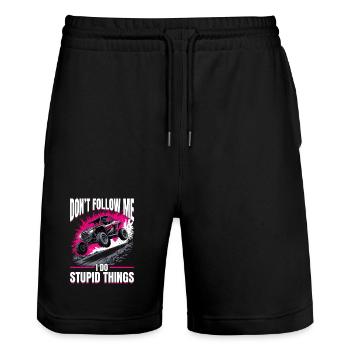 UTV Off Road Girl Woman 4 Wheeler Side by side - Stanley/Stella Unisex Bio Joggingshorts Trainer  - Schwarz - Vorne - Nik (191cm) & Marisol (170cm)