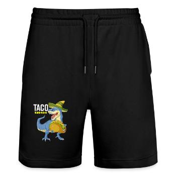 Tacosaurus Cinco De Mayo Hemd - Stanley/Stella Unisex Bio Joggingshorts Trainer  - Schwarz - Vorne - Nik (191cm) & Marisol (170cm)
