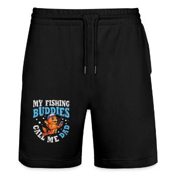 Fishing Dad Friends Dad Funny Dad Fisherman - Stanley/Stella Trainer Unisex Organic Jogging Shorts - black - Front - Nik (191cm) & Marisol (170cm)