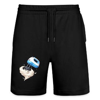 Sahne schlagen Handmixer Backen Design  - Stanley/Stella Unisex Bio Joggingshorts Trainer  - Schwarz - Vorne - Nik (191cm) & Marisol (170cm)
