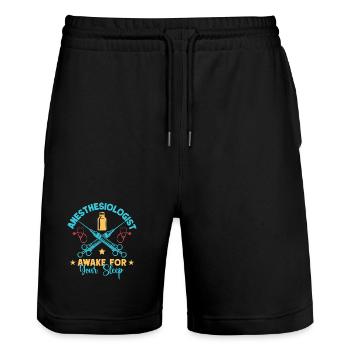 Anesthesiologist Awake Your Sleep Anesthesia - Stanley/Stella Trainer Unisex Organic Jogging Shorts - black - Front - Nik (191cm) & Marisol (170cm)