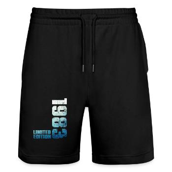 43. Geburtstag Mann Frau 43 Jahre alt 1983 Geschenk - Stanley/Stella Unisex Bio Joggingshorts Trainer  - Schwarz - Vorne - Nik (191cm) & Marisol (170cm)