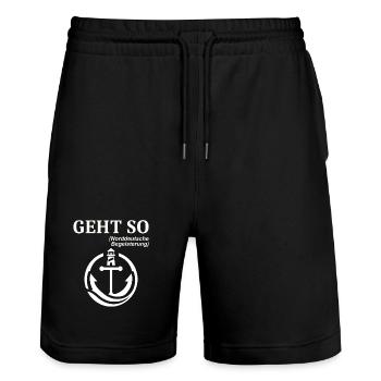 GEHT SO Norddeutscher Humor Spruch lustig  - Stanley/Stella Unisex Bio Joggingshorts Trainer  - Schwarz - Vorne - Nik (191cm) & Marisol (170cm)