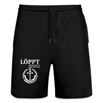 LÖPPT Norddeutscher Humor Spruch lustig - Stanley/Stella Unisex Bio Joggingshorts Trainer  - Schwarz - Vorne - Nik (191cm) & Marisol (170cm)
