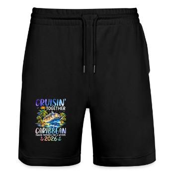 Cruisin Together Caribbean 2027 - Stanley/Stella Unisex Bio Joggingshorts Trainer  - Schwarz - Vorne - Nik (191cm) & Marisol (170cm)