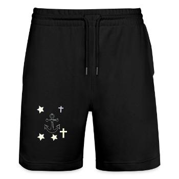 Anchors, stars and crosses - Stanley/Stella Trainer Unisex Organic Jogging Shorts - black - Front - Nik (191cm) & Marisol (170cm)