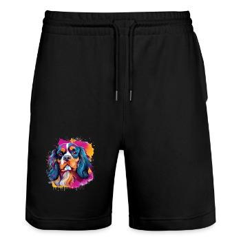 Cavalier King Charles Spaniel Dog - Stanley/Stella Unisex Bio Joggingshorts Trainer  - Schwarz - Vorne - Nik (191cm) & Marisol (170cm)