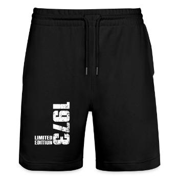 53 Year Old 1973 Birthday Gift Man Woman - Stanley/Stella Trainer Unisex Organic Jogging Shorts - black - Front - Nik (191cm) & Marisol (170cm)