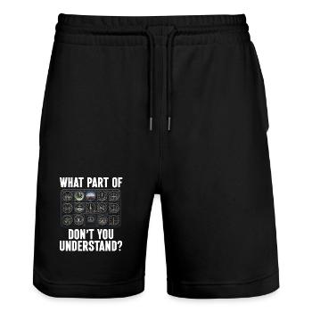 Airplane Flight Pilot Airplane Airline - Stanley/Stella Trainer Unisex Organic Jogging Shorts - black - Front - Nik (191cm) & Marisol (170cm)