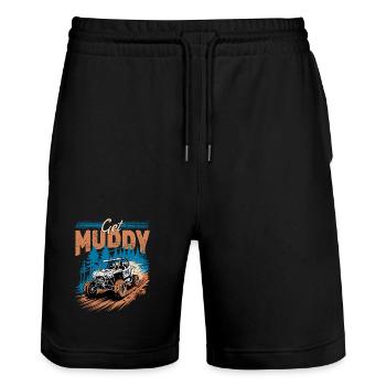 UTV Off Road 4 Wheeler Side by side - Stanley/Stella Trainer Unisex Organic Jogging Shorts - black - Front - Nik (191cm) & Marisol (170cm)