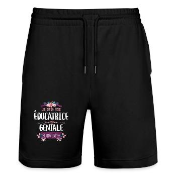 Éducatrice Géniale Édition Limitée - Short de jogging bio TRAINER Stanley/Stella unisexe - noir - Devant - Nik (191cm) & Marisol (170cm)