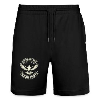Activisme Debout For Human Dove Social - Short de jogging bio TRAINER Stanley/Stella unisexe - noir - Devant - Nik (191cm) & Marisol (170cm)