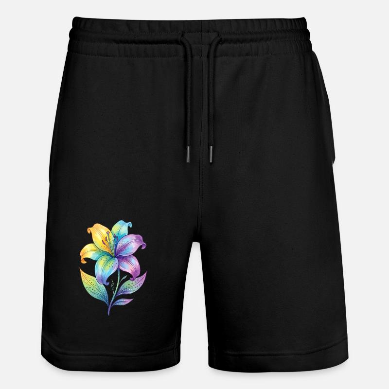 Peinture aquarelle de lys arc-en-ciel - Short de jogging bio TRAINER Stanley/Stella unisexe - noir
