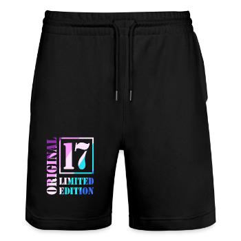 17e anniversaire Garçon Fille Adolescent Original 17 - Short de jogging bio TRAINER Stanley/Stella unisexe - noir - Devant - Nik (191cm) & Marisol (170cm)