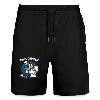 Chemise de papa drôle Humour squelette toilettes - Short de jogging bio TRAINER Stanley/Stella unisexe - noir - Devant - Nik (191cm) & Marisol (170cm)