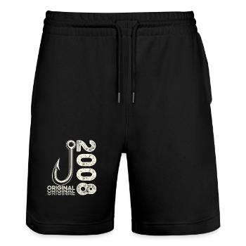 18th Birthday Gift Angler Fishing Man 2008 - Stanley/Stella Trainer Unisex Organic Jogging Shorts - black - Front - Nik (191cm) & Marisol (170cm)