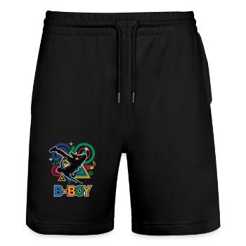Breakdance B-Boy Hip Hop Streetdance Style - Stanley/Stella Trainer Unisex Organic Jogging Shorts - black - Front - Nik (191cm) & Marisol (170cm)