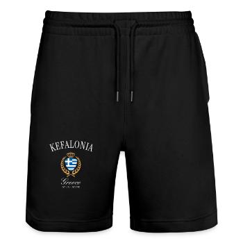 Kefalonia Greece Coat of Arms Crown Travel Souvenir - Stanley/Stella Trainer Unisex Organic Jogging Shorts - black - Front - Nik (191cm) & Marisol (170cm)