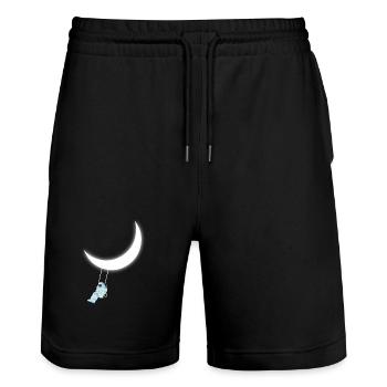 Astronaute se balançant sur le rêve spatial du croissant de lune - Short de jogging bio TRAINER Stanley/Stella unisexe - noir - Devant - Nik (191cm) & Marisol (170cm)