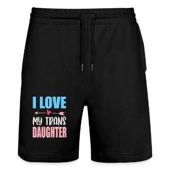 LGBT-Pride-Monat – Ich liebe meine trans Tochter - Stanley/Stella Unisex Bio Joggingshorts Trainer  - Schwarz - Vorne - Nik (191cm) & Marisol (170cm)