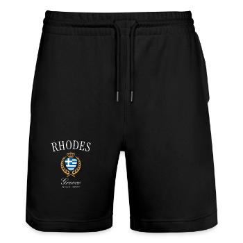 Rhodos Griechenland Wappen Krone – Reise Souvenir - Stanley/Stella Unisex Bio Joggingshorts Trainer  - Schwarz - Vorne - Nik (191cm) & Marisol (170cm)