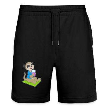 Meerkat Beach Drink Summer - Stanley/Stella Trainer Unisex Organic Jogging Shorts - black - Front - Nik (191cm) & Marisol (170cm)