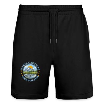 North Cascades National Park - Stanley/Stella Trainer Unisex Organic Jogging Shorts - black - Front - Nik (191cm) & Marisol (170cm)