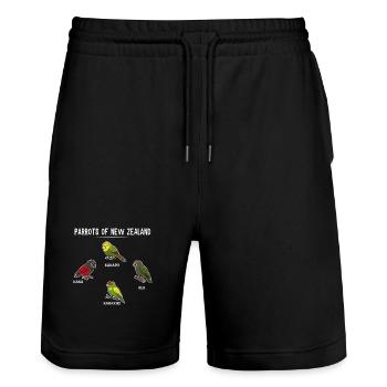 Papageien Neuseelands Kakapo Kaka Kea Kakariki - Stanley/Stella Unisex Bio Joggingshorts Trainer  - Schwarz - Vorne - Nik (191cm) & Marisol (170cm)