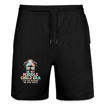 Daughter Family Humor In My Middle Child Era - Stanley/Stella Trainer Unisex Organic Jogging Shorts - black - Front - Nik (191cm) & Marisol (170cm)