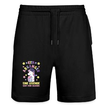 Kita Abgänger Eine Legende Verlässt Das Gelände - Stanley/Stella Unisex Bio Joggingshorts Trainer  - Schwarz - Vorne - Nik (191cm) & Marisol (170cm)