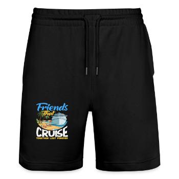 Friends Cruise Together Vacation Travel - Stanley/Stella Trainer Unisex Organic Jogging Shorts - black - Front - Nik (191cm) & Marisol (170cm)