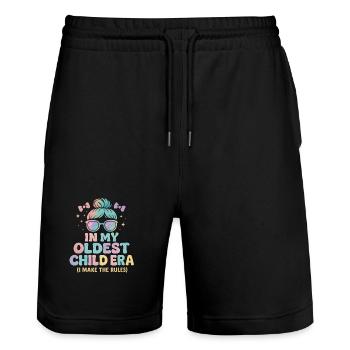 Daughter Family Humor In My Oldest Child Era - Stanley/Stella Trainer Unisex Organic Jogging Shorts - black - Front - Nik (191cm) & Marisol (170cm)