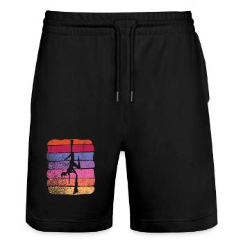 Vertical Cloth Vintage Aerial Acrobatics Aerial Silk - Stanley/Stella Trainer Unisex Organic Jogging Shorts - black - Front - Nik (191cm) & Marisol (170cm)