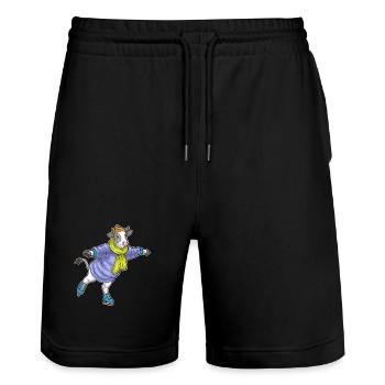 Kuh Eislaufen Schlittschuhe Wintersport - Stanley/Stella Unisex Bio Joggingshorts Trainer  - Schwarz - Vorne - Nik (191cm) & Marisol (170cm)