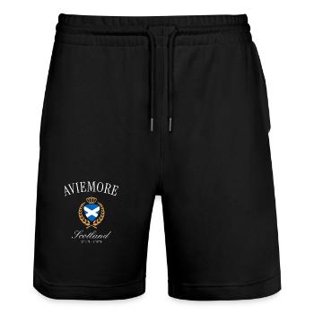Aviemore Schottland Wappen Krone – Reise Souvenir - Stanley/Stella Unisex Bio Joggingshorts Trainer  - Schwarz - Vorne - Nik (191cm) & Marisol (170cm)