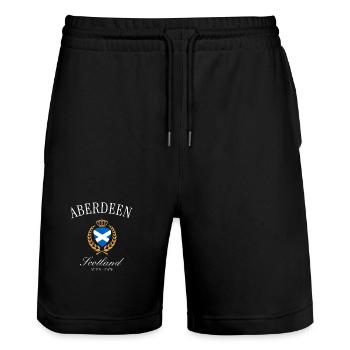 Aberdeen Schottland Wappen Krone – Reise Souvenir - Stanley/Stella Unisex Bio Joggingshorts Trainer  - Schwarz - Vorne - Nik (191cm) & Marisol (170cm)