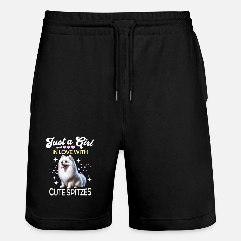 Spitz Zwergspitz Mädchen - Stanley/Stella Unisex Bio Joggingshorts Trainer  - Schwarz