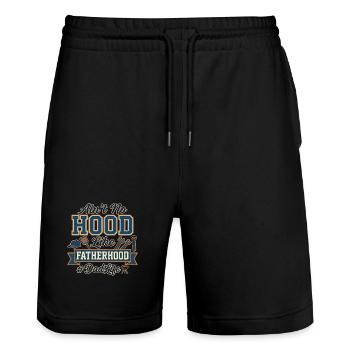 Dad Life Fatherhood Werkzeug Grill Papa - Stanley/Stella Unisex Bio Joggingshorts Trainer  - Schwarz - Vorne - Nik (191cm) & Marisol (170cm)