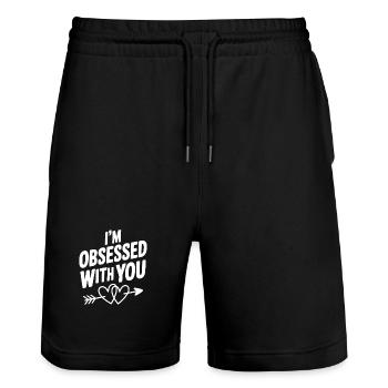 I'm Obsessed With You - Stanley/Stella Trainer Unisex Organic Jogging Shorts - black - Front - Nik (191cm) & Marisol (170cm)