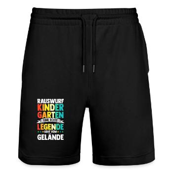 Eine Legende Geht vom Gelände - Stanley/Stella Unisex Bio Joggingshorts Trainer  - Schwarz - Vorne - Nik (191cm) & Marisol (170cm)