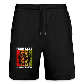 Pekingese Pekinese - Stanley/Stella Unisex Bio Joggingshorts Trainer  - Schwarz - Vorne - Nik (191cm) & Marisol (170cm)