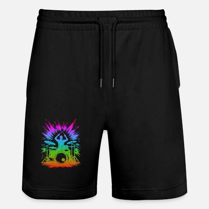 Rainbow Drum Splash - Stanley/Stella Trainer Unisex Organic Jogging Shorts - black