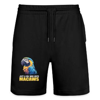 Macaw's Era - Stanley/Stella Trainer Unisex Organic Jogging Shorts - black - Front - Nik (191cm) & Marisol (170cm)