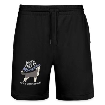 Sibirischer Husky-Hund Arooo - Stanley/Stella Unisex Bio Joggingshorts Trainer  - Schwarz - Vorne - Nik (191cm) & Marisol (170cm)